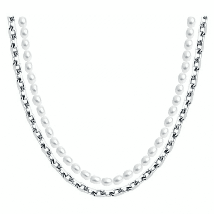 Колье с жемчугом из серебра с позолотой