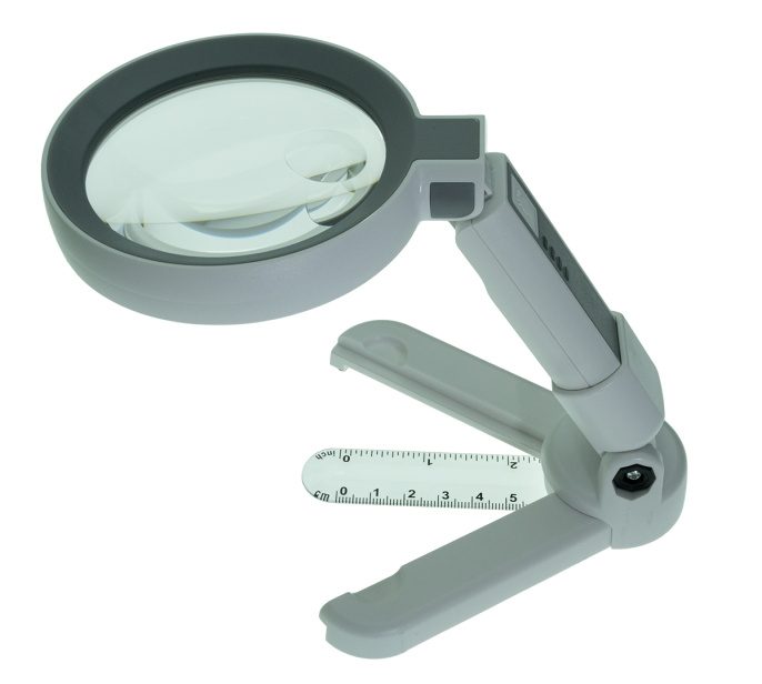 Лупа ручная с подсветкой с подставкой на аккумуляторе 5x 75мм DH75SC