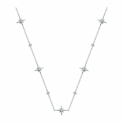 Колье звезды с фианитами из серебра