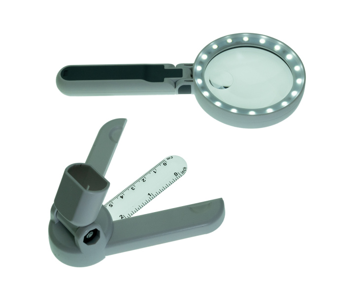 Лупа ручная с подсветкой с подставкой на аккумуляторе 5x 75мм DH75SC