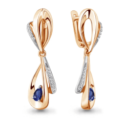 Серьги с агатом из серебра с позолотой