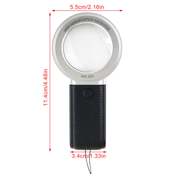 Лупа ручная 30x 40mm TH-5018 с подсветкой