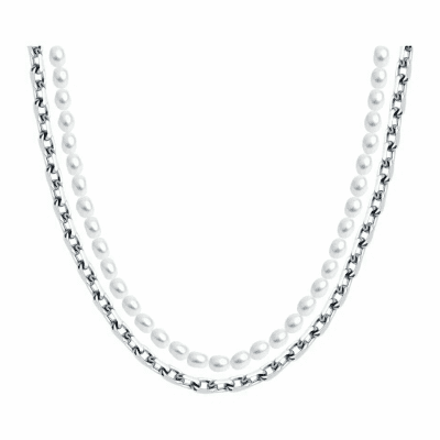 Колье с жемчугом из серебра с позолотой