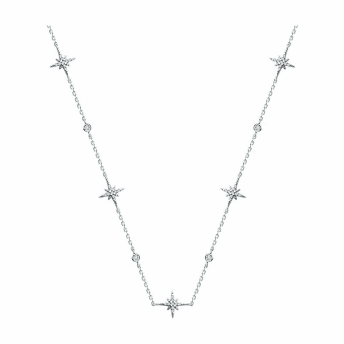 Колье звезды с фианитами из серебра