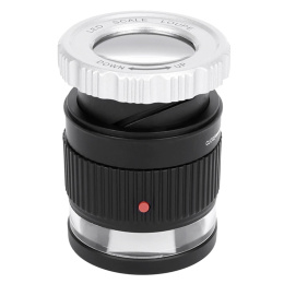 Лупа просмотровая металлическая 30x/27mm с подсветкой + UV со шкалой TH-9006B