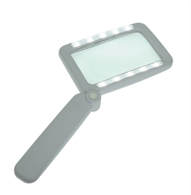Лупа прямоугольная 108mm 63mm 4x складная 10863-10LC на аккумуляторе фокус 25 см