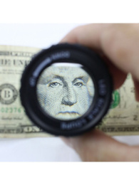 Лупа просмотровая металлическая 30x/27mm с подсветкой + UV со шкалой TH-9006B