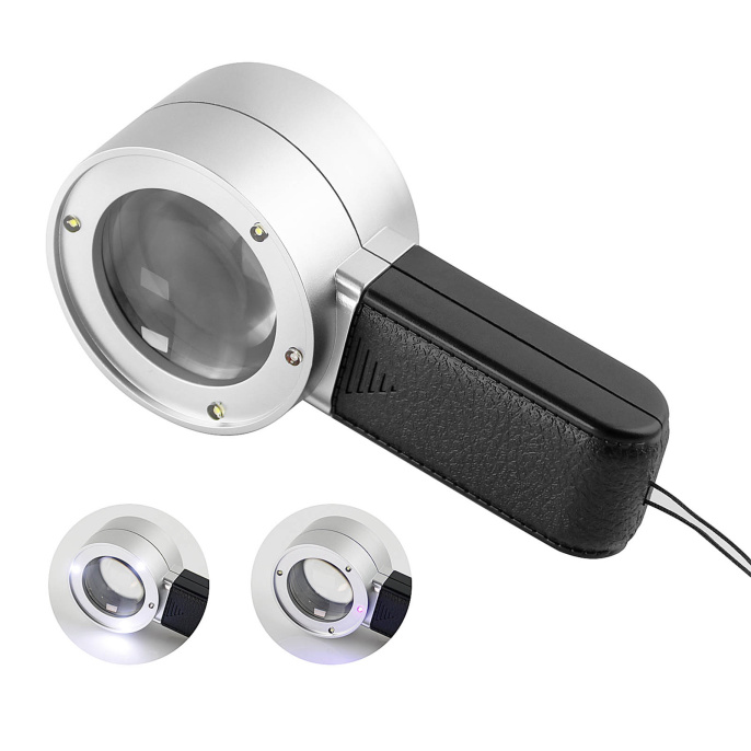 Лупа ручная 30x 40mm TH-5018 с подсветкой